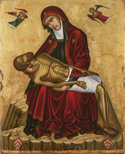 Pieta（面板上的蛋彩画） 作者 安德烈亚斯·帕维亚斯（Andreas Pavias）